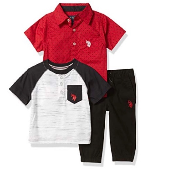 U.S. Polo Assn. Boys' Pants Set, Red/Black - Picture 2 of 2